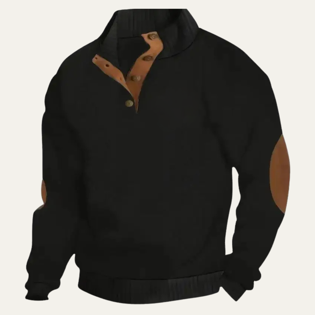 The Highwood Men's Patterned Fleece Sweater with Suede Elbow Patches