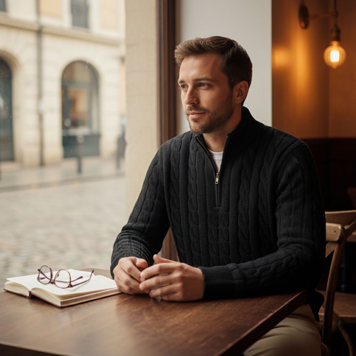 The Salina Men's Half Zip Mock Neck Knitted Sweater