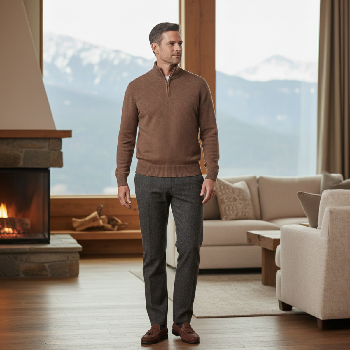 The Crestfield Cashmere Quarter Zip Sweater – Men's 100% Soft Luxury Wool Knit Sweater