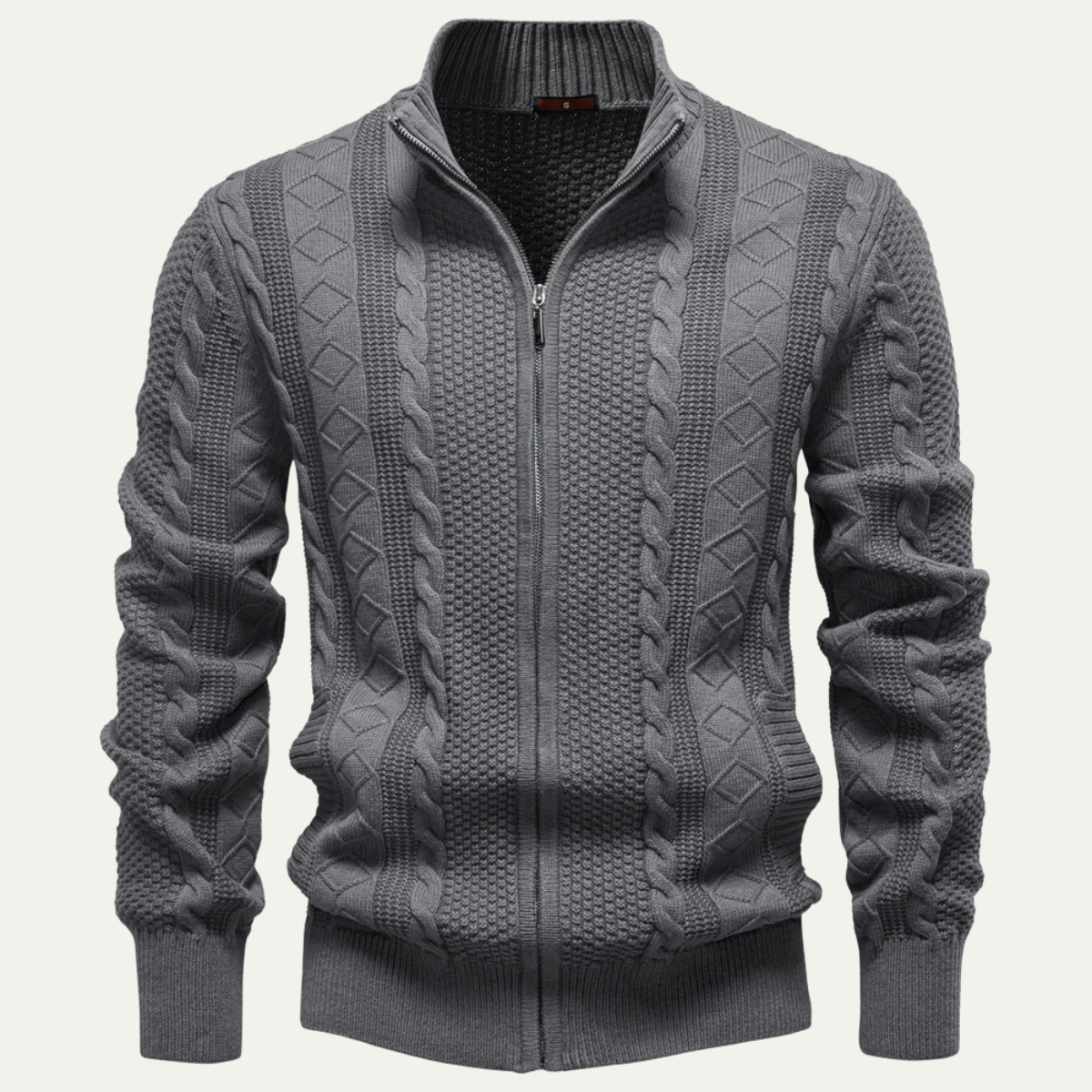 The Flintshire Men's Stylish Full Zip Warm Knitted Jacket