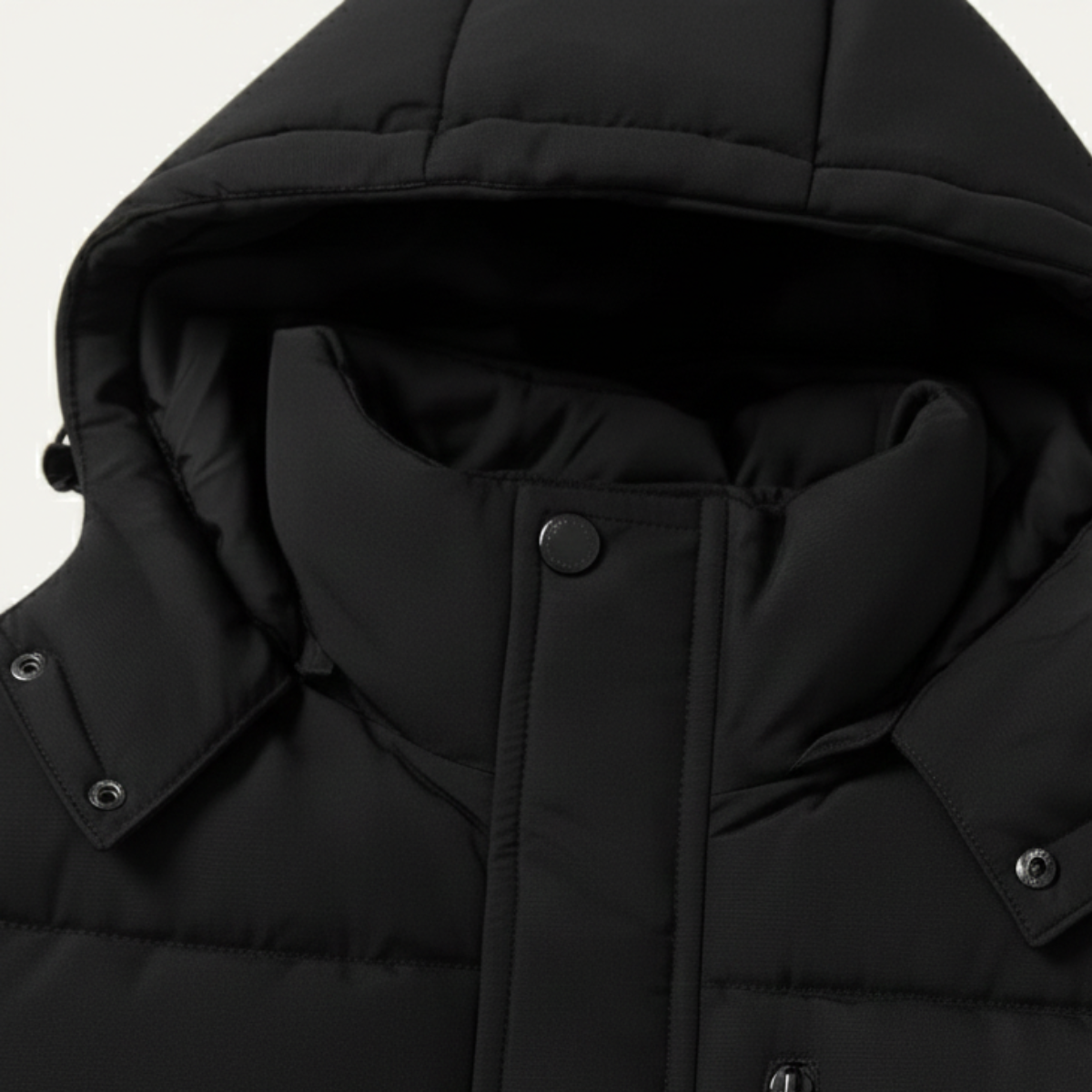 The Woking Men’s Thermal Longline Black Puffer Coat with Hood
