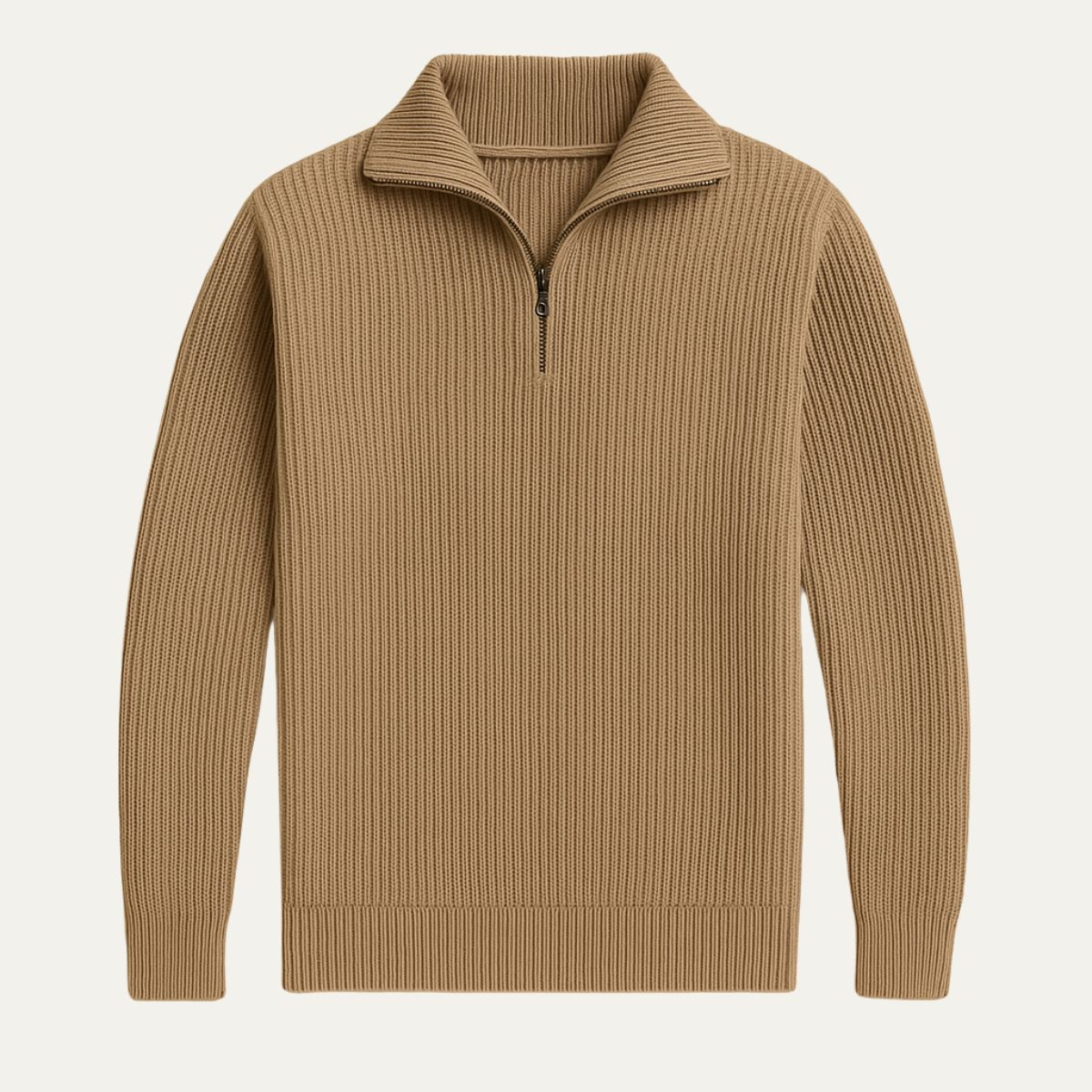 The Merino Knitted Quarter Zip Sweater