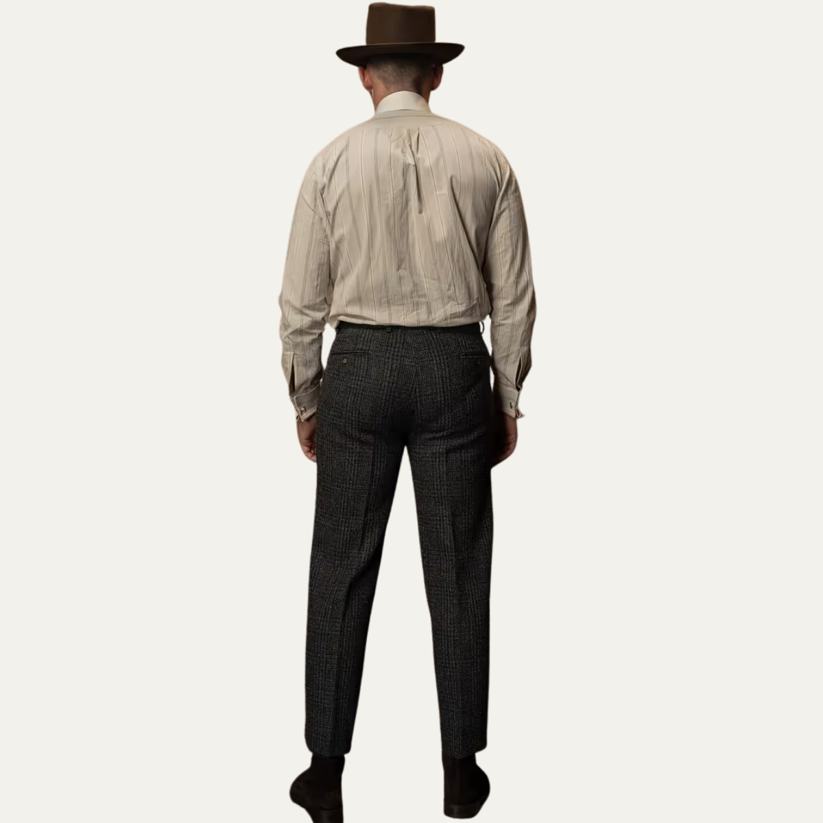 The Berrima Men’s Smart Casual Tweed Check Tailored Dress Pants – Black