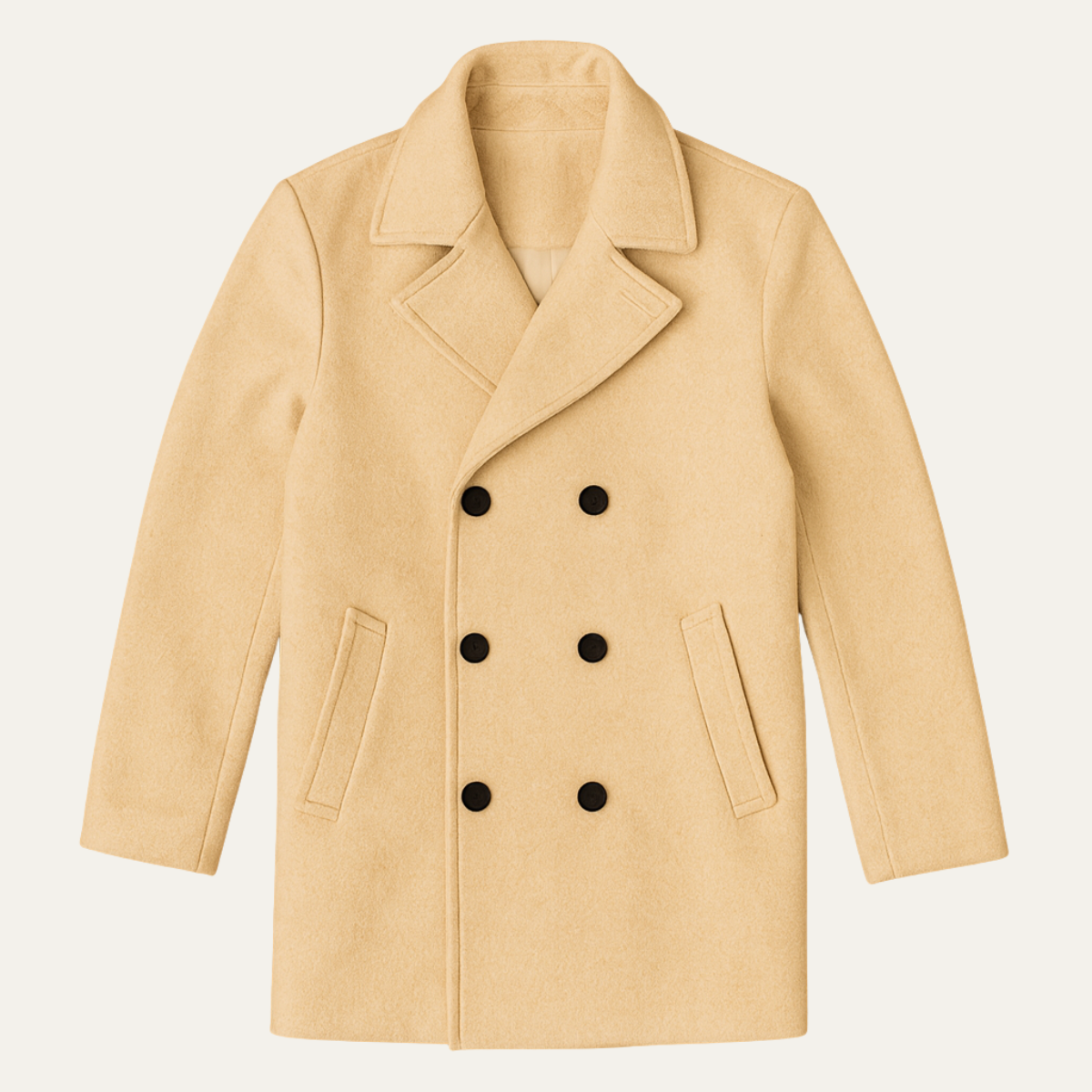 The Carlisle Men’s Warm Winter Double Breasted Wool Peacoat – Khaki