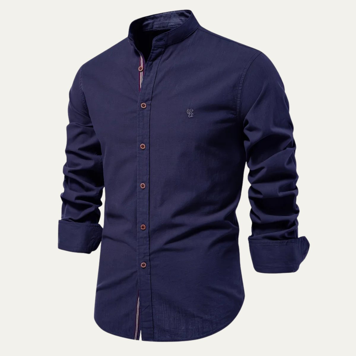 The Brookline Men’s Casual Slim Fit Stand Collar Cotton Shirt