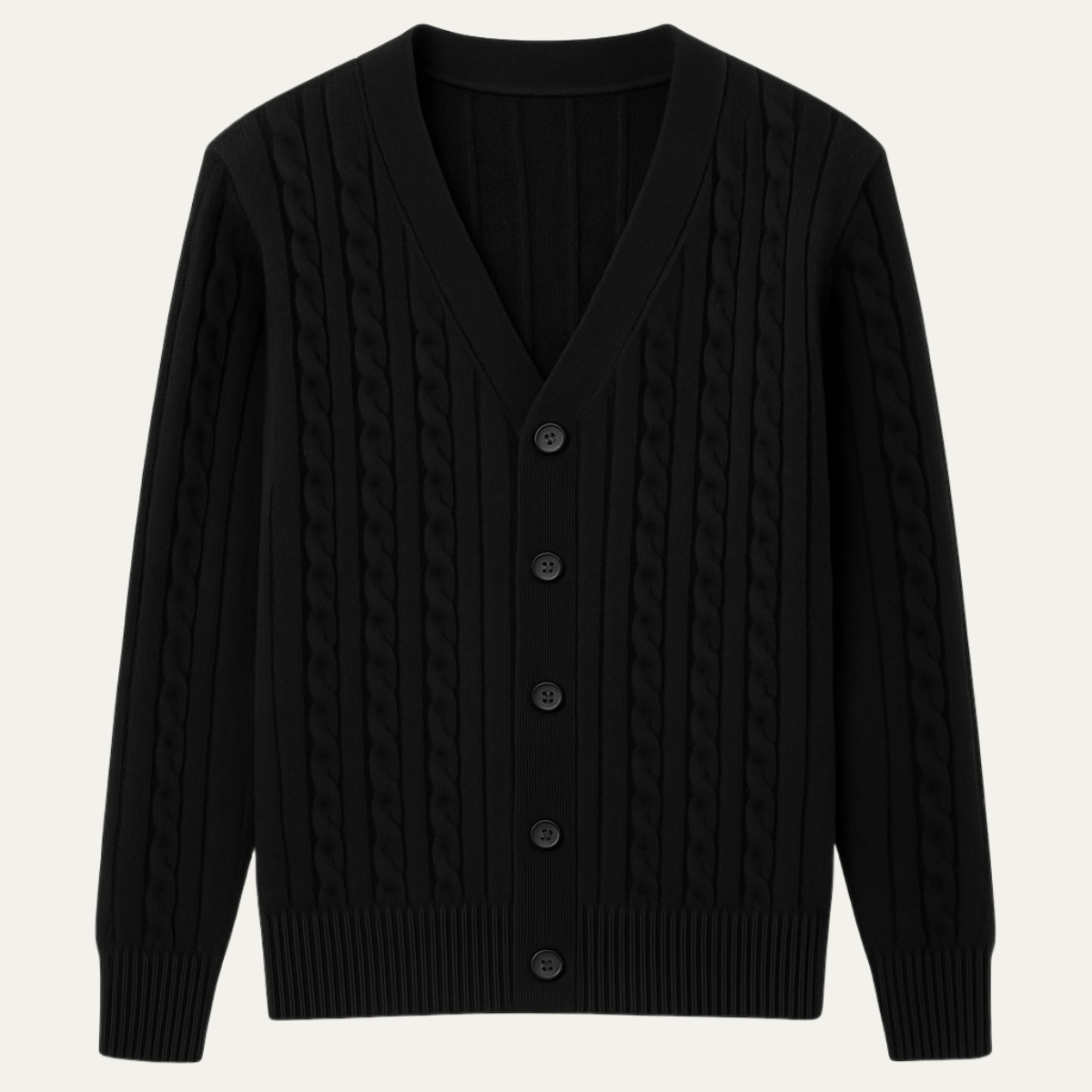 The Rochester Men's Classic Cable Knit Button Up Cardigan