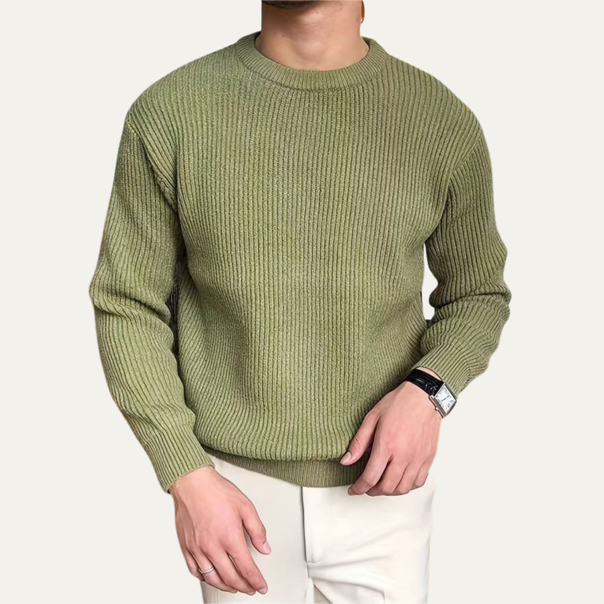 The Edinburgh Men's Classic Ribbed Knit Crew Neck Sweater