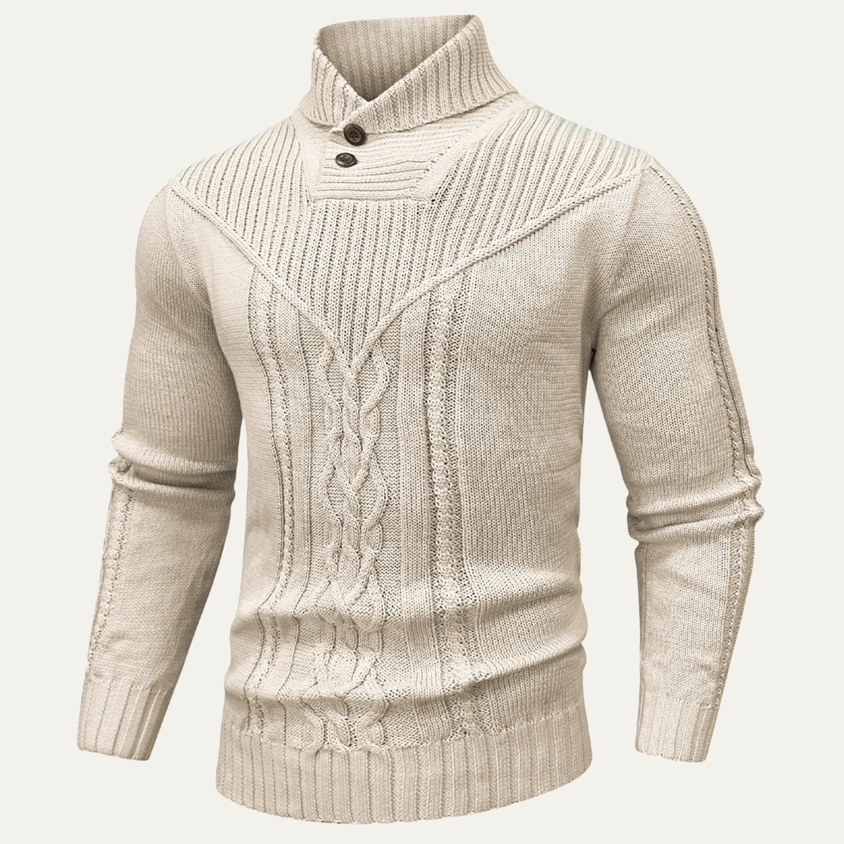 The Stockbridge Men’s Ribbed Knit Button Neck Winter Sweater