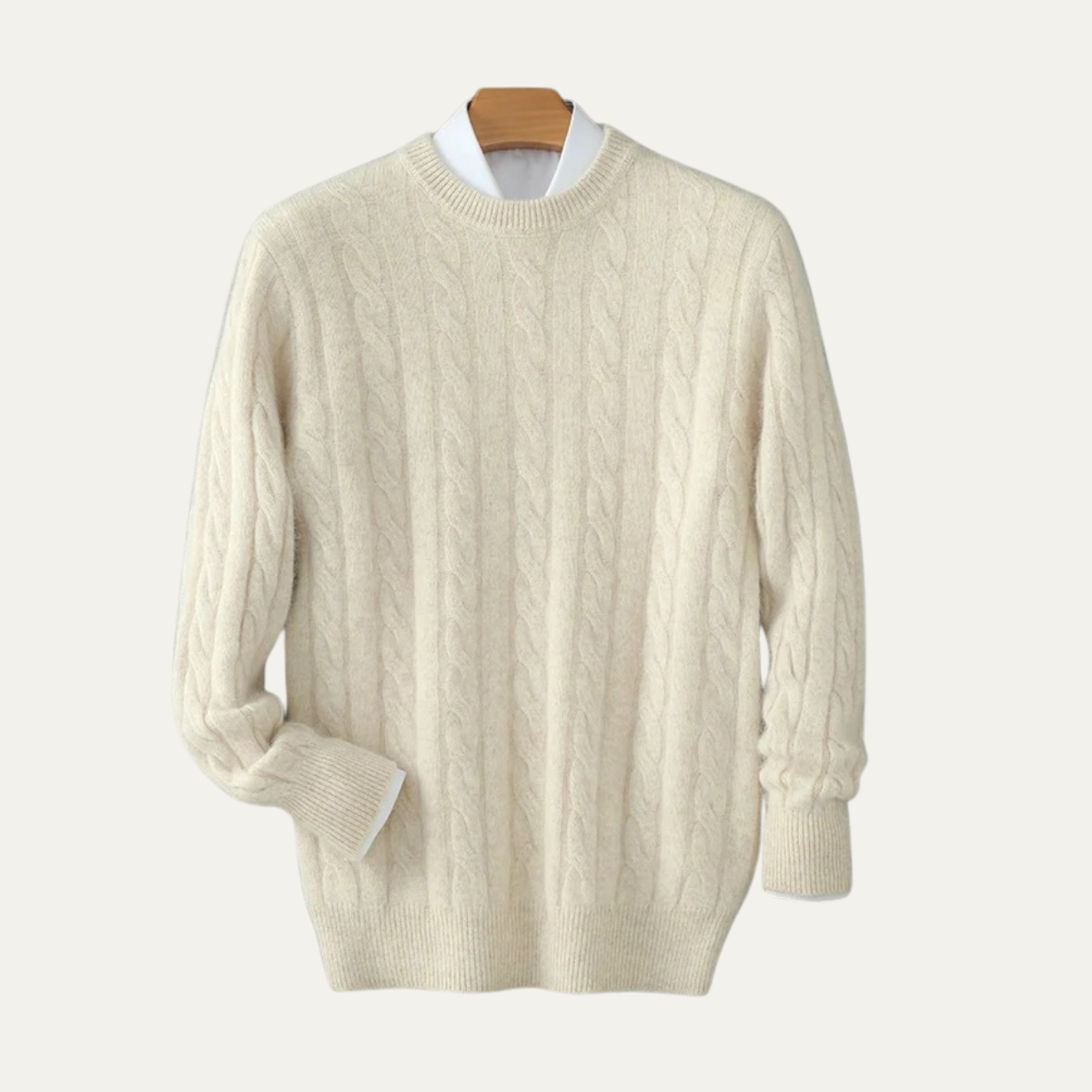 The Bari Men’s Cashmere Cable Knit Crewneck Sweater