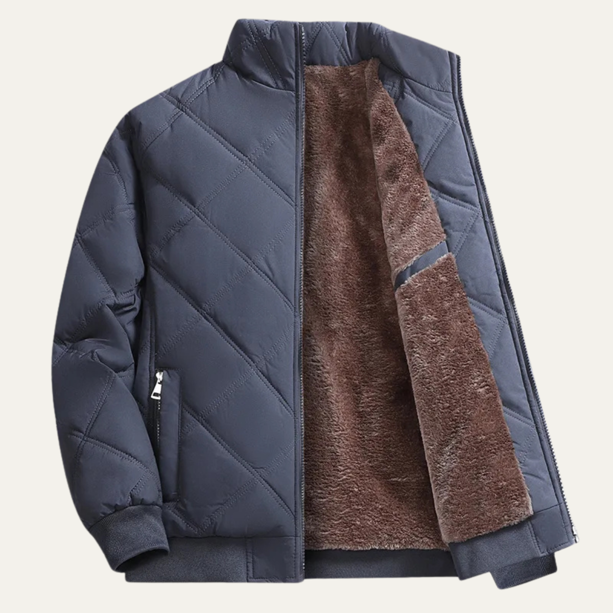 The Bormio Men’s Warm Cotton Diamond Pattern Stand Collar Coat