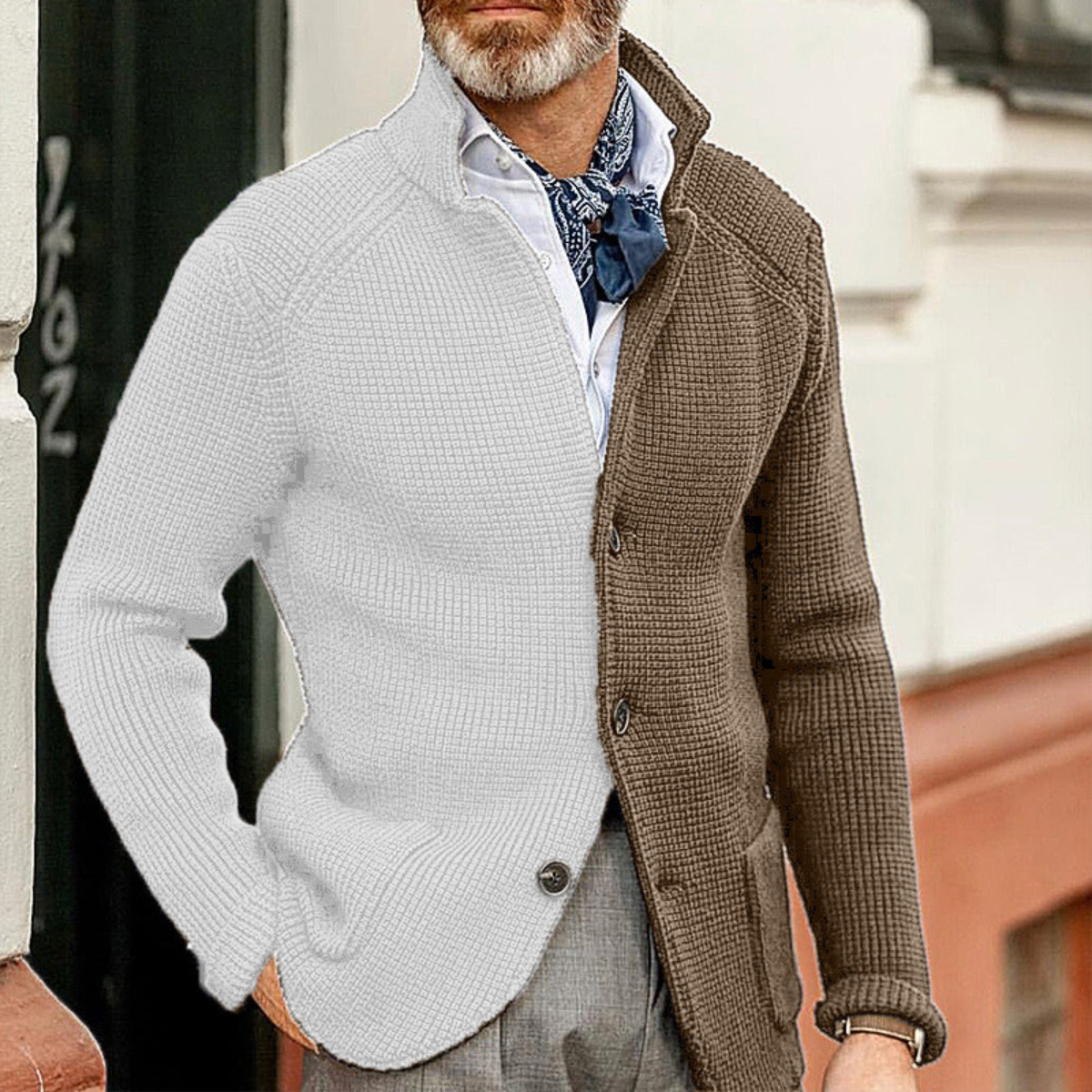 The Cambridge Men’s Smart Casual Contrast Colour Knit Cardigan