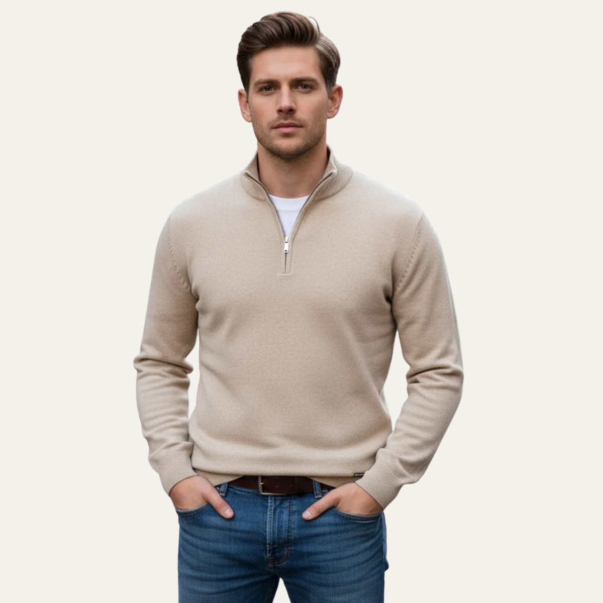 The Carver Men’sSoft Knit Casual Half Zip Cotton Sweater