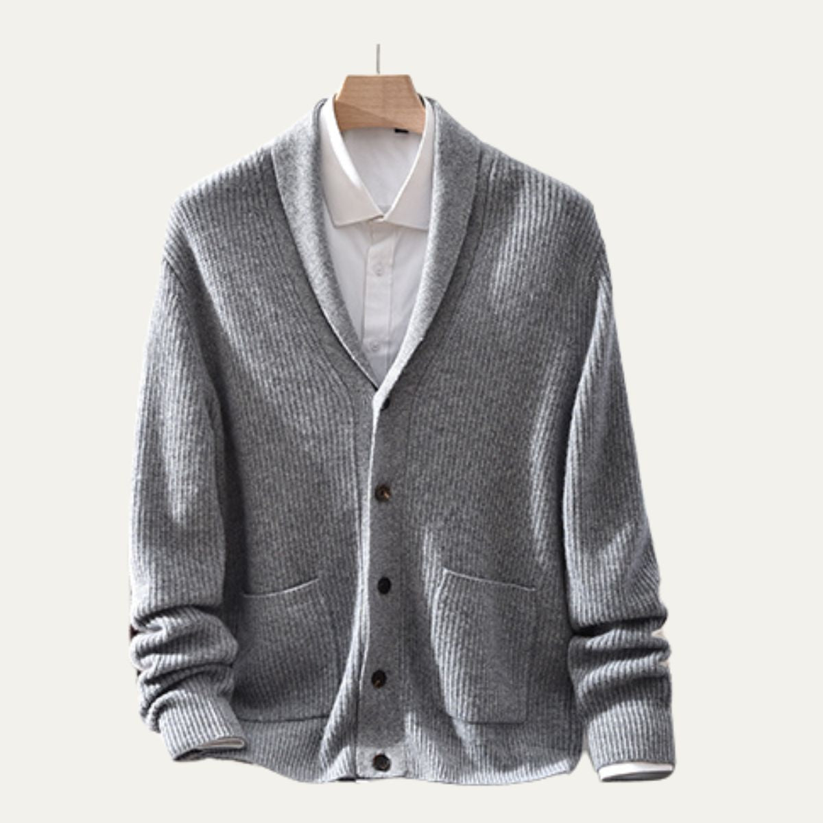 The Marettimo Men’s Soft Knit Button Up Collar Cardigan with Front Pockets