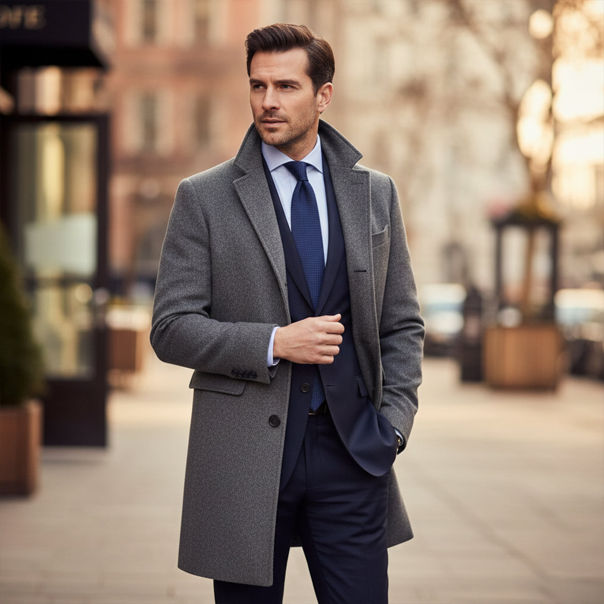 The Alderney Men's Elegant Warm Long Wool Blend Coat