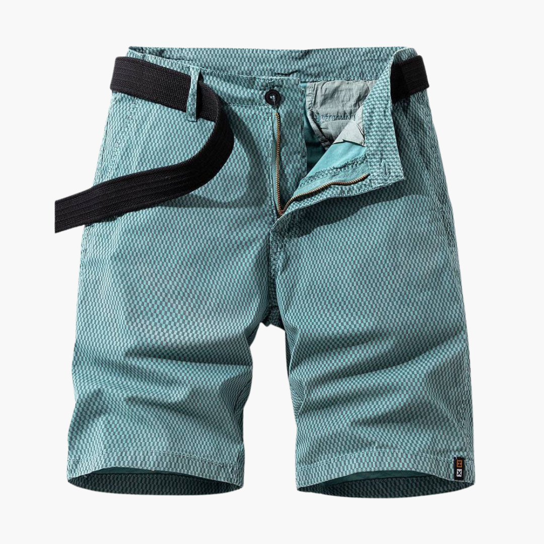 Men's Knee-Length Cargo Shorts with Adjustable Belt for Outdoor Adventures