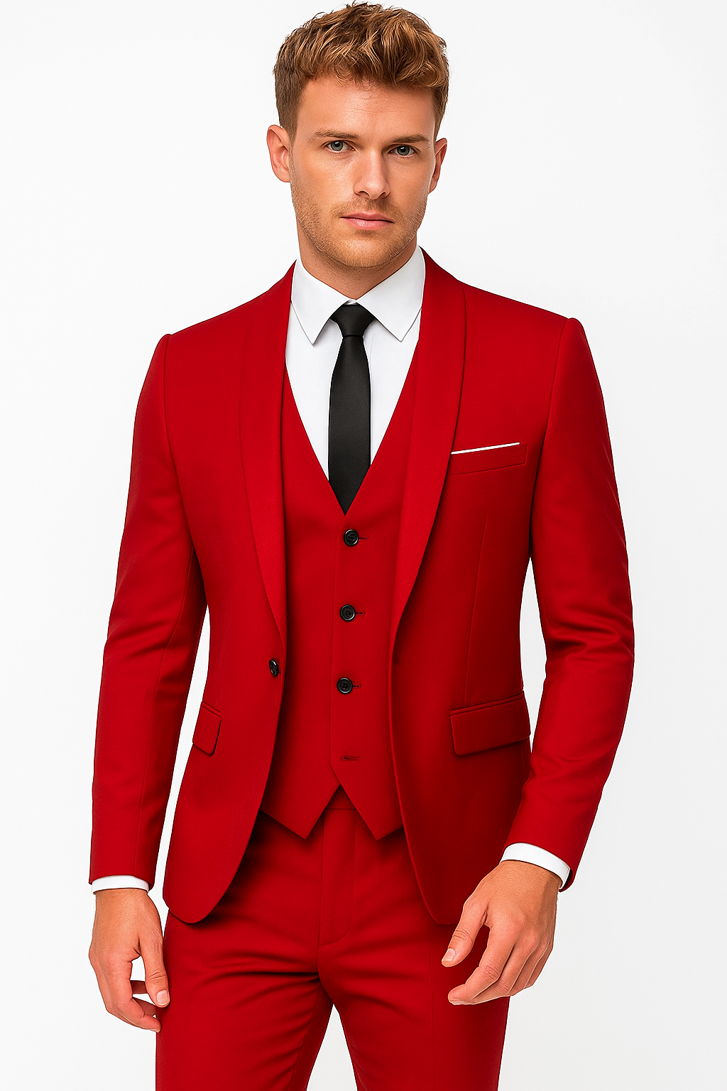 Men's Slim Fit Three-Piece Suit – Shawl Lapel Style for Formal Events