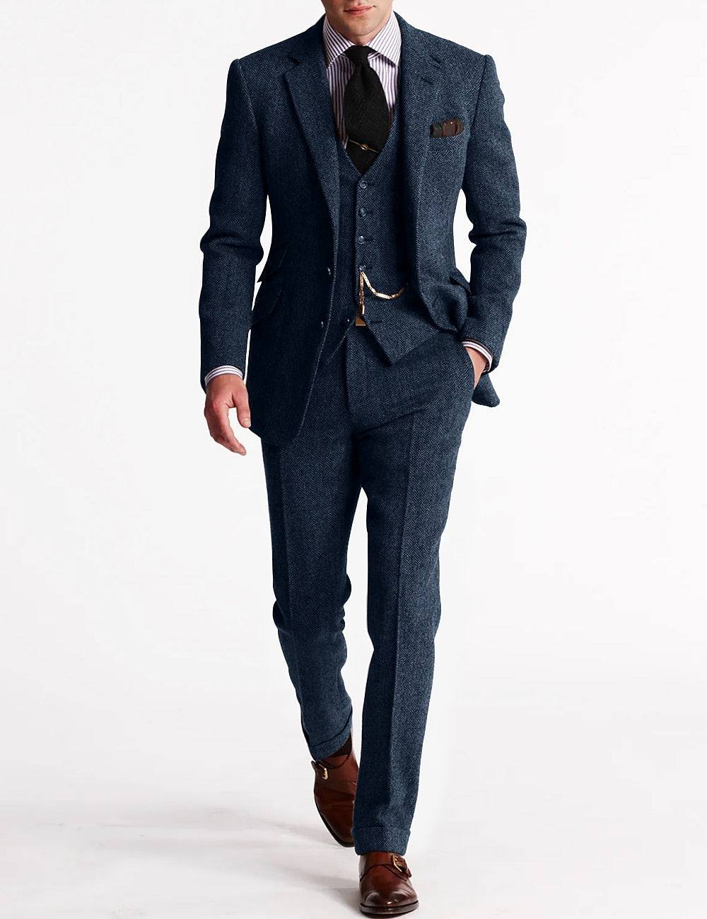 Men's Three-Piece Tweed Tuxedo for Formal Events