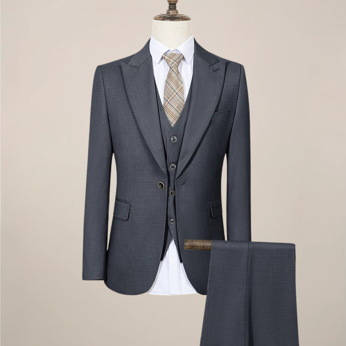 Men's Slim Fit Green Three-Piece Suit for Summer Events