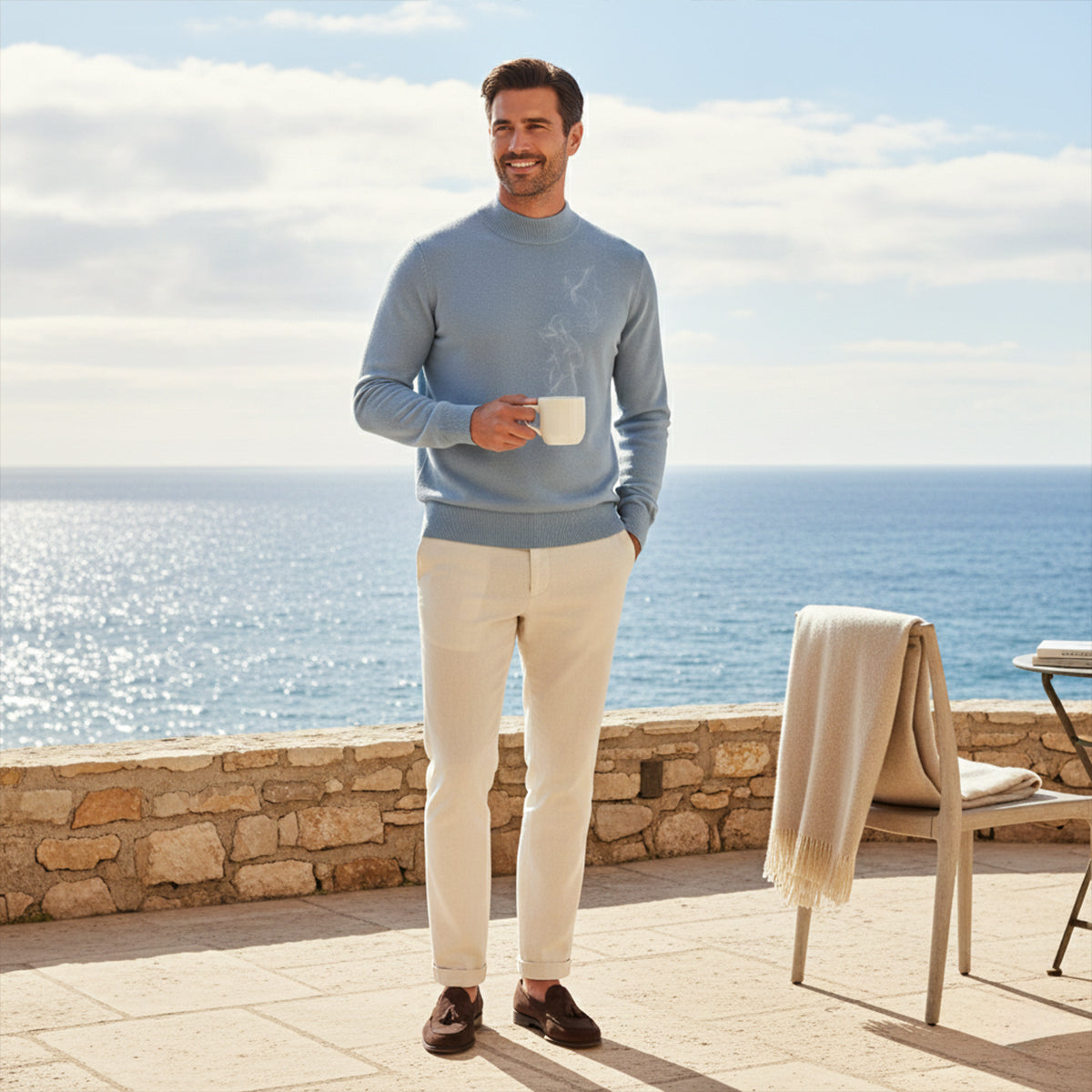 The Taranto Men’s Plain Mock Neck Knit Sweater