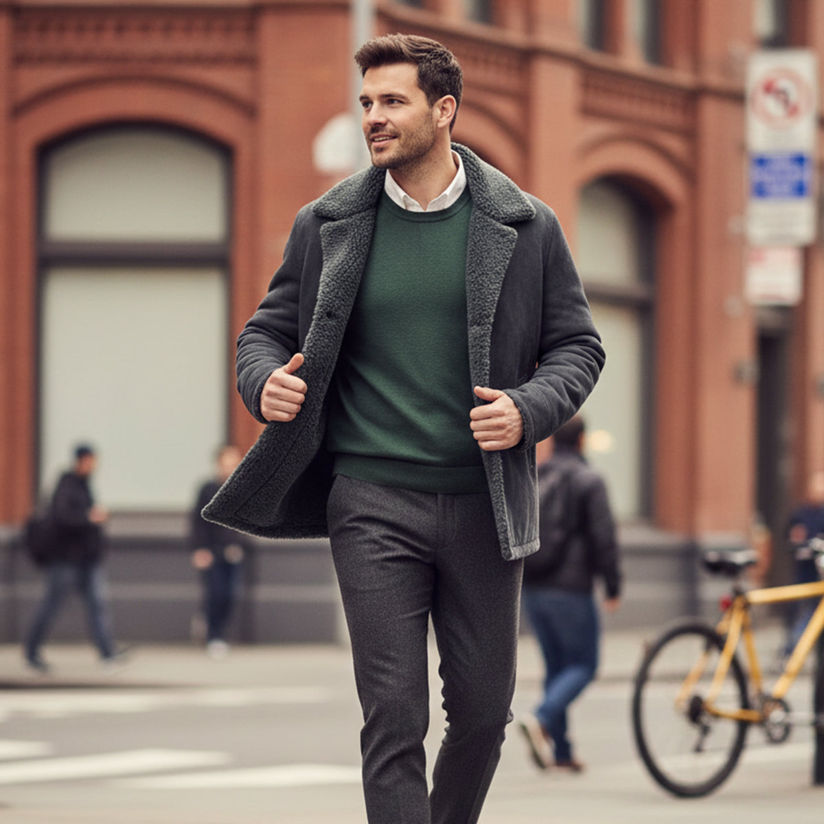 The Ashen Shearling Coat – Men’s Classic Winter Overcoat