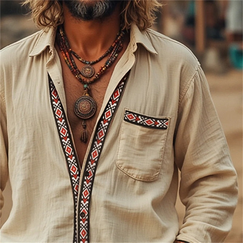 Mattia - Vintage Retro Men’s Cotton Shirt for Stylish Events