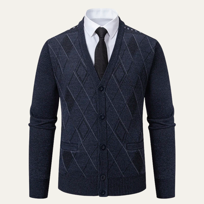 The Rosendale Men’s Trendy V Neck Button Knit Cardigan