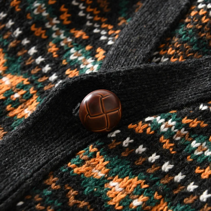 The Monopoli Men’s Nordic Retro Patterned Button Up Cardigan