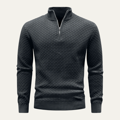 The Lignano Men’s Textured Quarter Zip Knit Sweater
