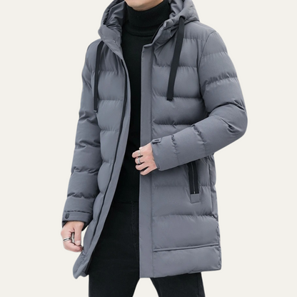 The Whitby Men's Stylish Longline Black Puffer Coat