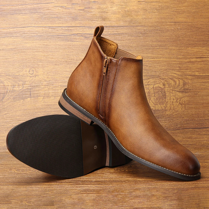 The Agrigento Men’s Chelsea Leather Ankle Boots with Elastic Side Panels