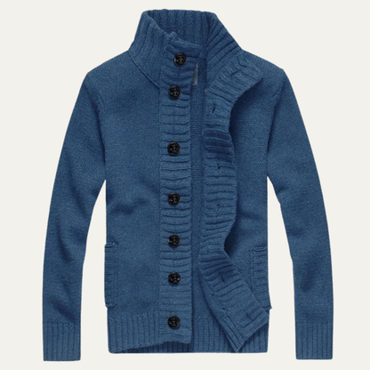 The Corsica Men’s Chunky Winter Button Up Knit High Neck Cardigan