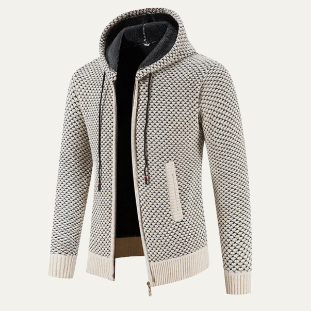 The Harrington Men’s Knitted Fleece Lined Zip Up Winter Hoodie Jacket