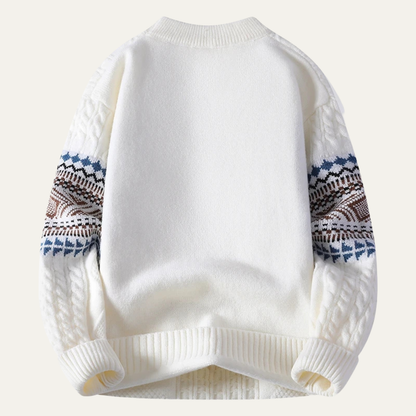 The Crestmoor Men’s Knit Warm Crewneck Sweater with Nordic Pattern
