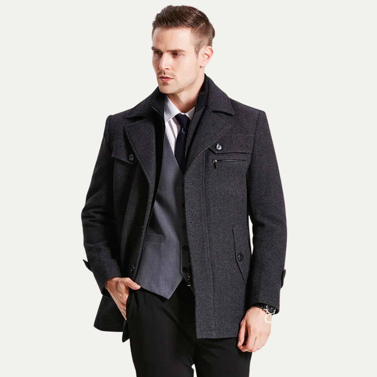 The Belgravia Men's Wool Blend Trench Coat with Quilted Lining