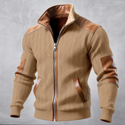 The Glenmeadow Men's Warm Fleece Lined Cable Knit Zip Up Sweater Jacket