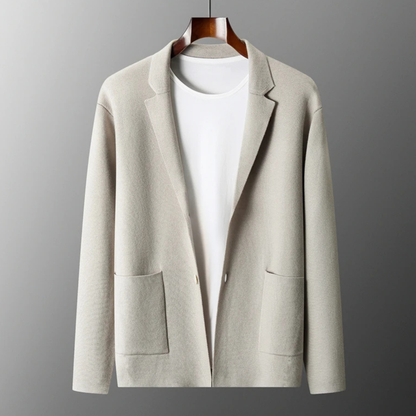 The Huntley Men's Soft Suit Collar Merino Wool Knit Cardigan