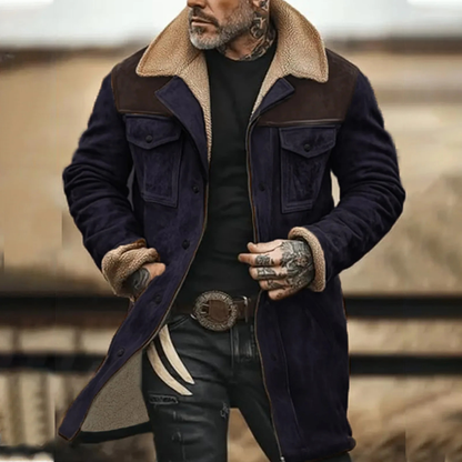 The Genoa Men’s Warm Winter Suede Fleece Lined Jacket with Pockets