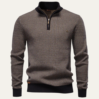 The Bellcrest Men’s Warm Thickened Stand Collar Half Zip Knit Sweater
