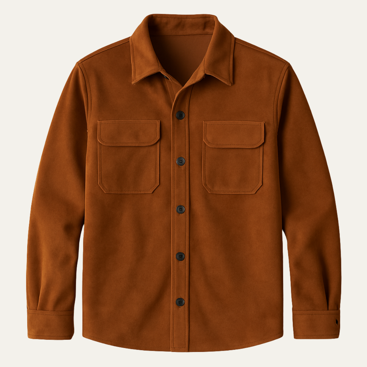 The Hyatt Men's Camel Suede Overshirt - Slim Fit Luxury Jacket with Pockets