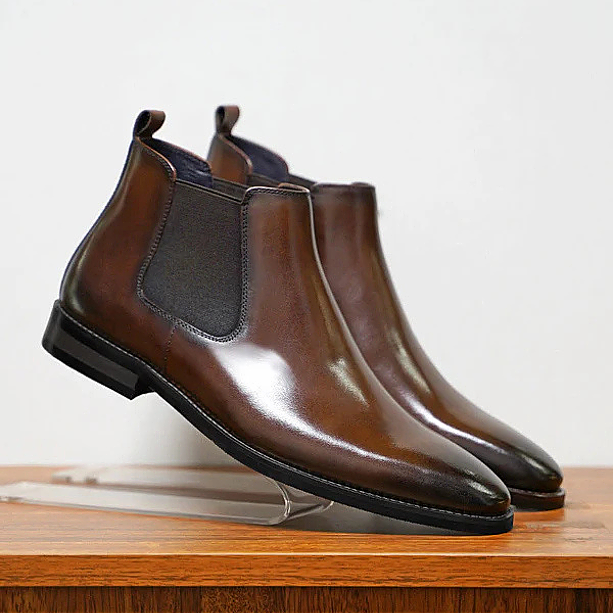 The Hawthorne Sleek Slip-On Ankle Leather Dress Boots