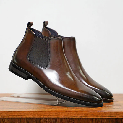 The Hawthorne Sleek Slip-On Ankle Leather Dress Boots