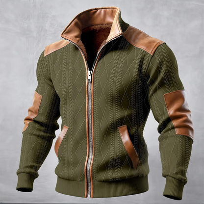 The Glenmeadow Men's Warm Fleece Lined Cable Knit Zip Up Sweater Jacket