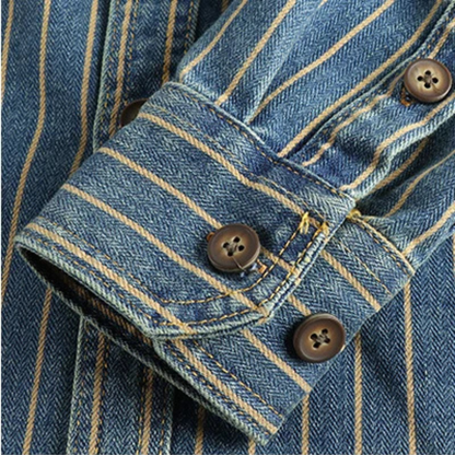 The Rivercrest Men’s Vintage Heavy Cotton Casual Striped Shirt