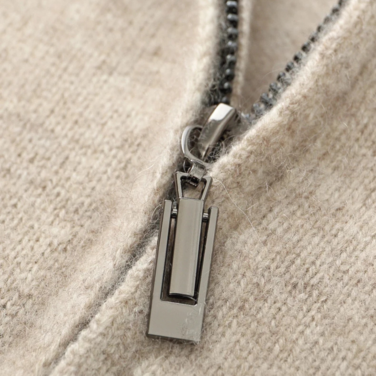 The Maplecrest Men's Merino  Mock Neck Cashmere Zip Up Cardigan