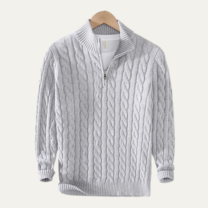 The Ashmeadow Men’s Soft 100% Cotton Cable Knit Half Zip Sweater