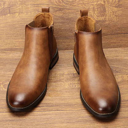 The Agrigento Men’s Chelsea Leather Ankle Boots with Elastic Side Panels