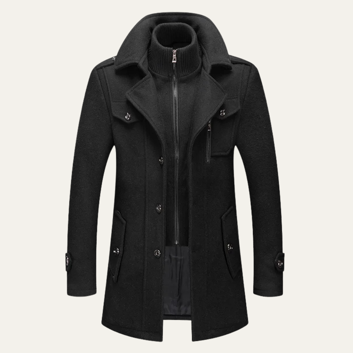 The Kensington Men’s Double Collar Business Wool Trench Coat