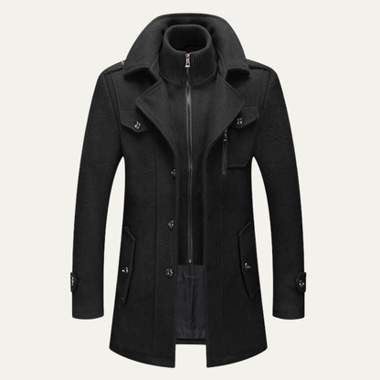 The Kensington Men’s Double Collar Business Wool Trench Coat