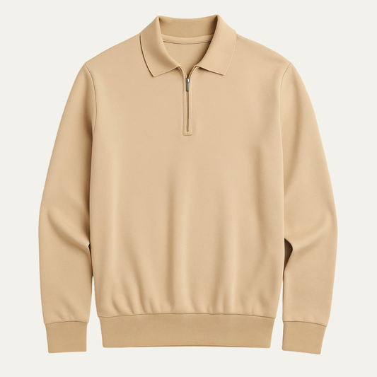 The Whitmore Men’s Modern Quarter Zip Knit Polo Sweater