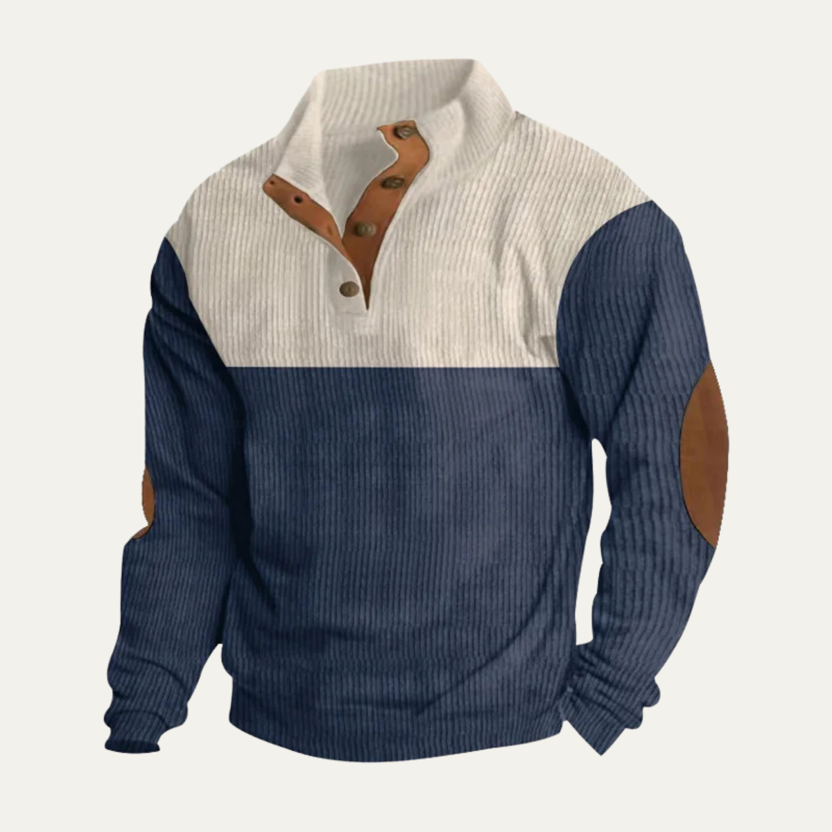 The Redfield Men's Corduroy Color Block Button Neck Sweater